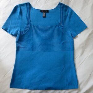 Dressy blue cap sleeved top, Size M